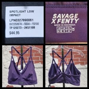 1X 16 / 18 New women savage x fenty purple strap spprts bra strappy back